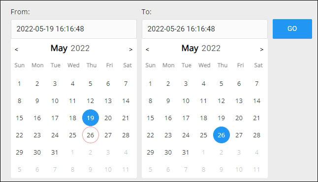 Intervalos de calendário do Web Analytics