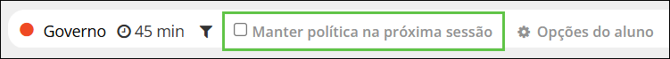 Caixa de seleção Manter política na próxima sessão