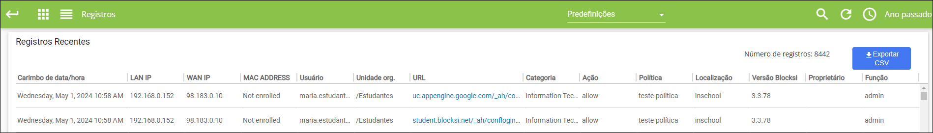 Registros de análise de DNS