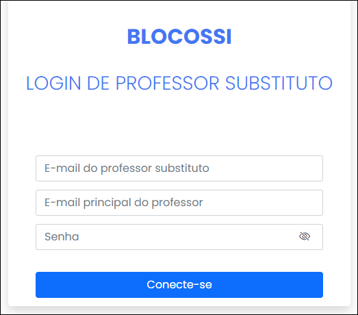 Página de login do professor substituto