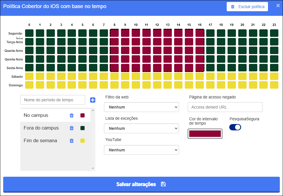 Criar política baseada em tempo do iOS Blanket - Política concluída