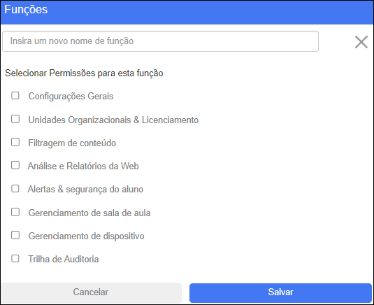 Tela Administradores e Funções - Campos de Funções